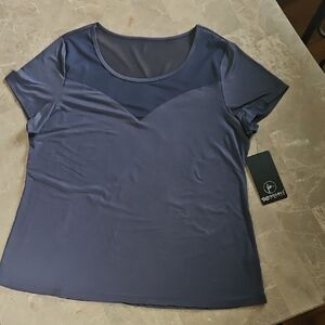 Womens 90 Degree By Reflex Blue Fitted Short Sleeve T-Shirt Super Soft! Size 1X